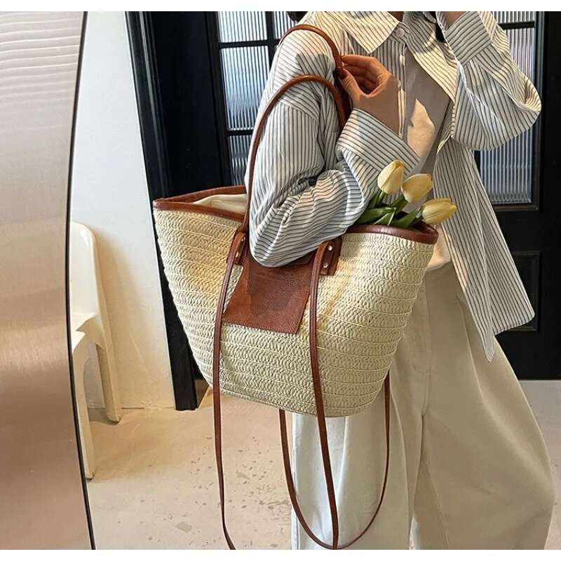 Designer Bags Large hot Woven Tote: Fashionable Straw Purses for Summer Beach Getaways