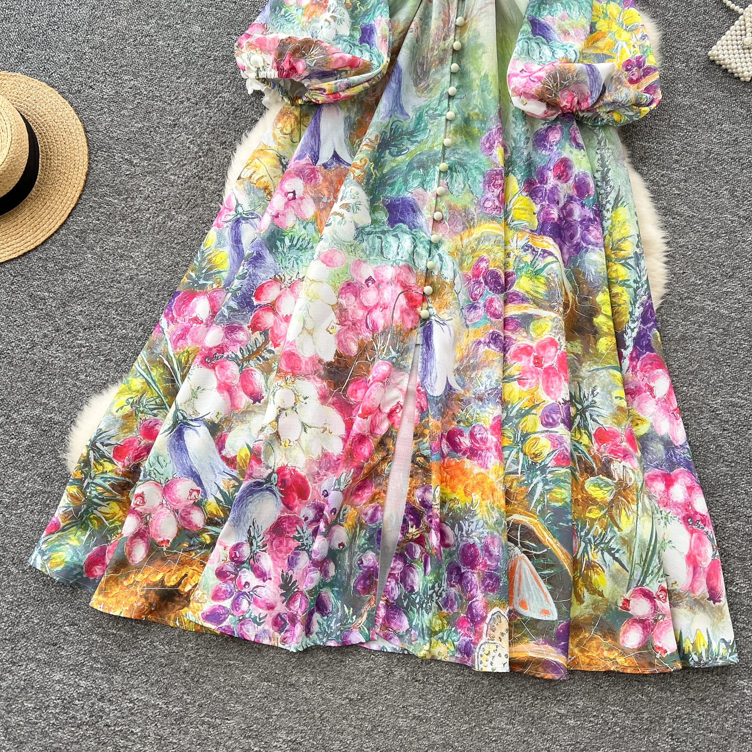 Basic Casual Dresses A Line 2025 Spring Summer Holiday Flower Dress Women's Stand Collar Long Lantern Sleeve Floral Print Belt Linen Clothes Robe