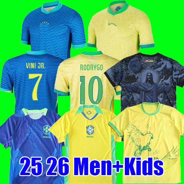 25 26 BraziLS Soccer Jersey 2026 World Cup NEYMAR VINI JR BrasIL National Team Football 2025 JESUS Special Home Away Fans Player Mens Kids Kit Sets RODRYGO