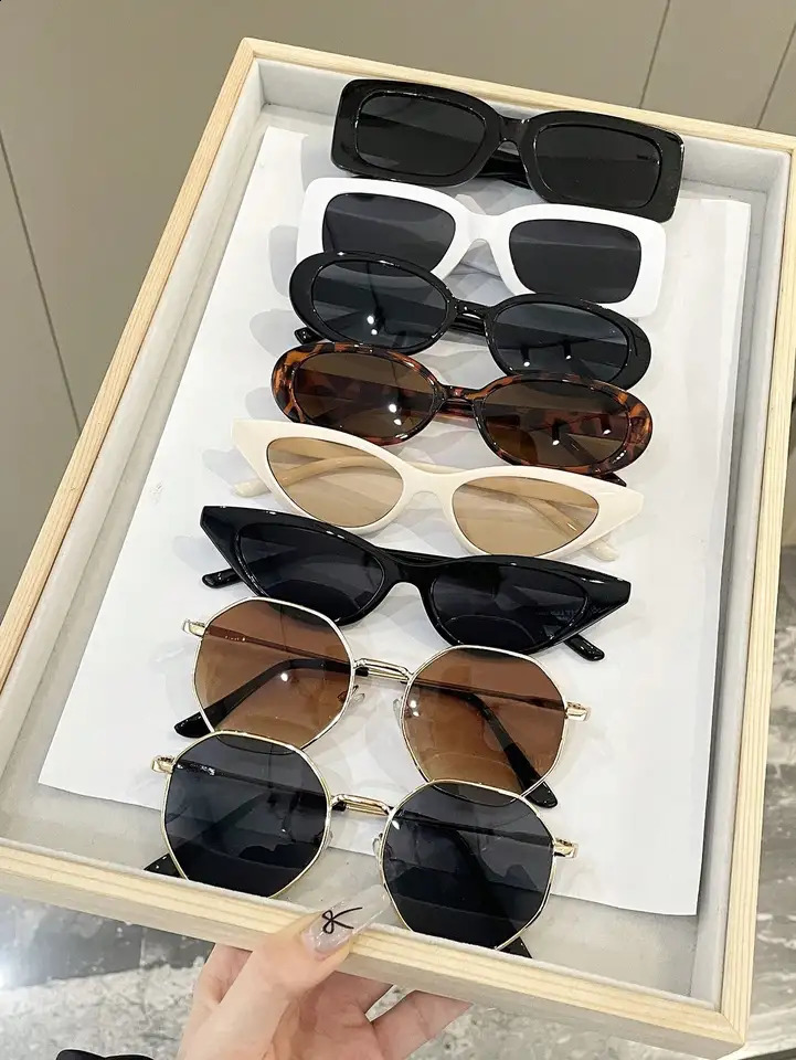 8 fashionable cat eye frame womens sunglasses suitable for daily life mens sun umbrellas outdoor leisure activities Western party accessories. 250328