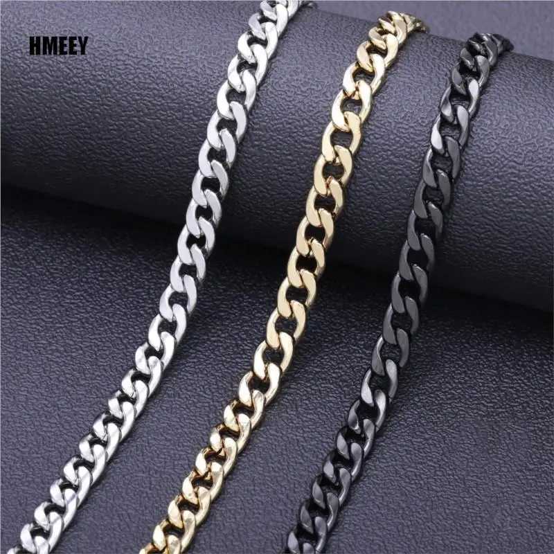 Hmey Stainless Steel Chain Necklace Long Hip Hop Mens Necklace Fashion Jewelry Gift Accessories Silver Necklace Y250329