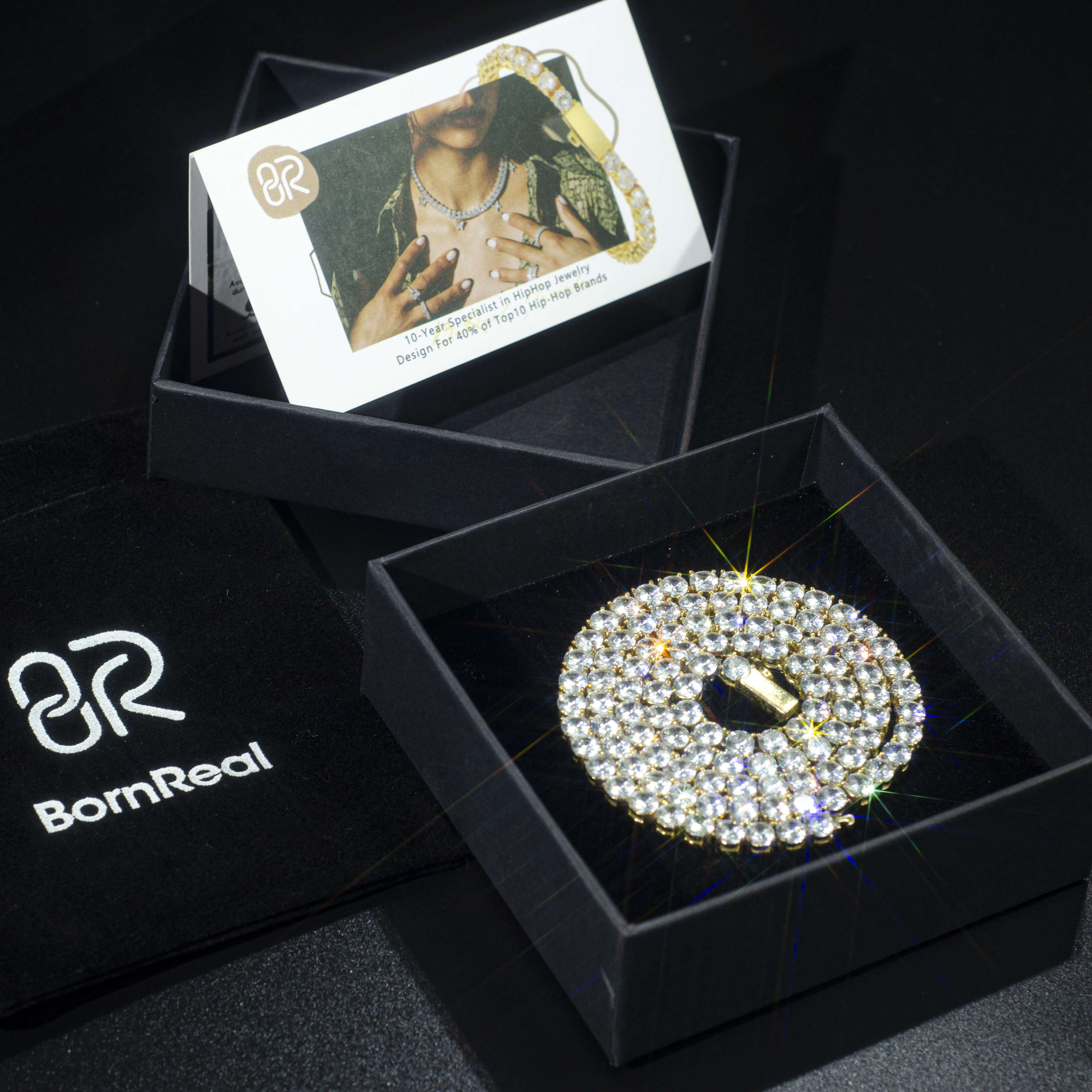 Gold Plated Moissanite Tennis Bracelet with 925 Silver Fine Chain and Round Brilliant Cut Diamonds for Wholesale