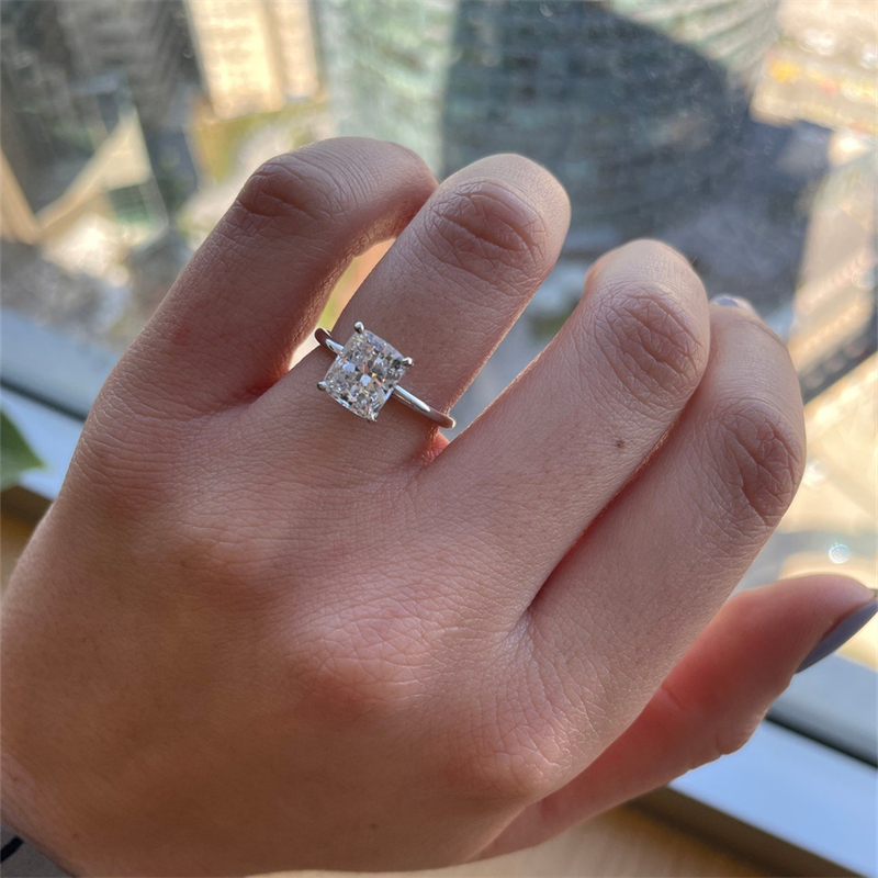 Jewelry 2.0 Carat Cushion IGI Certificate Lab Grown Diamond Engagement Solitaire Ring For Women 18K White Solid Real Gold Ring