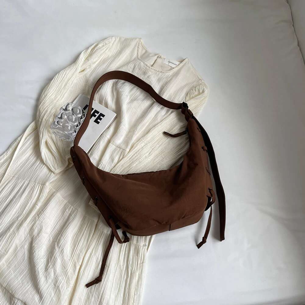 Crescent Nylon Solid Crossbody Women Men Adjustable Strap Hobo Croissant Bag For Travel Shopping