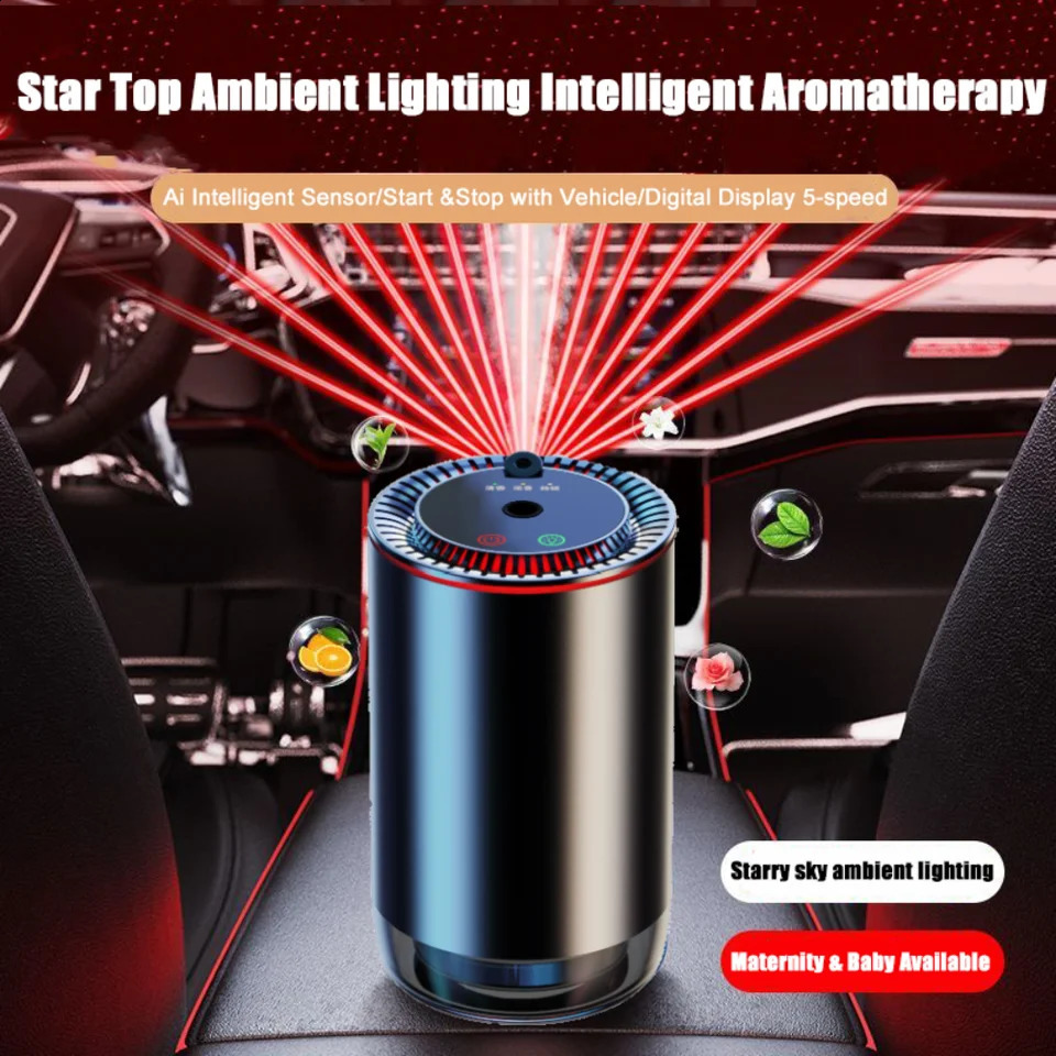 Car Perfume Air Freshener Essential Oil Fragrance Diffuser Smell Distributor USB Rechargeable Aroma Scent Air Refresher 250322