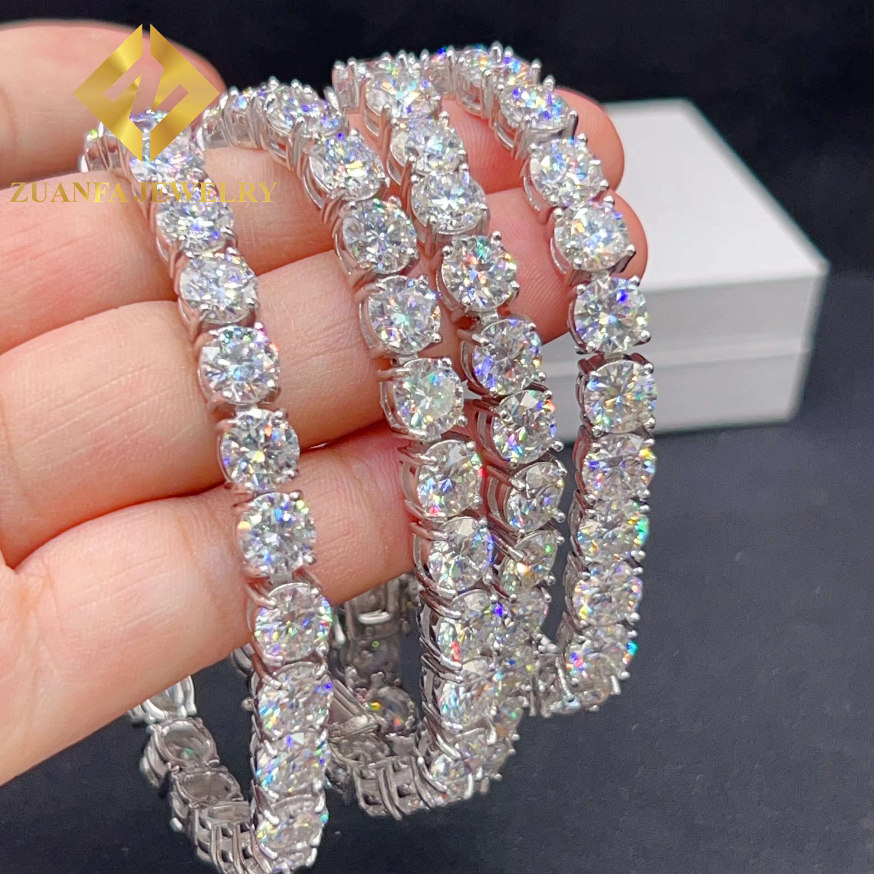 GRA Certificate Luxury Hip Hop Jewelry 925 Sterling Silver Iced Out Moissanite Diamond Bracelet 6.5MM Tennis Chain Men Bracelet