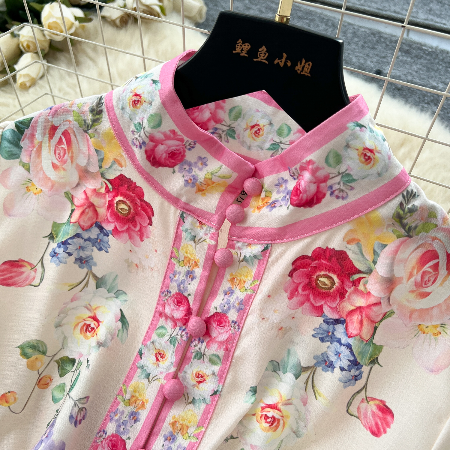 Basic Casual Dresses 2025 Spring Fashion Gorgeous Long Dress Women Clothing Stand Long Lantern Sleeve Floral Print Single Breasted Belt Maxi Vestidos
