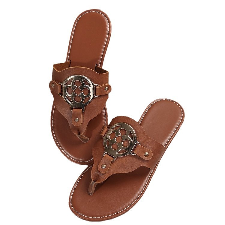 Designer Sandals New Fashion Women's Flip Flops 2025 Women's Sandals Hardware Buckle Summer Outdoor Women's Flat Shoes Beach Sandals