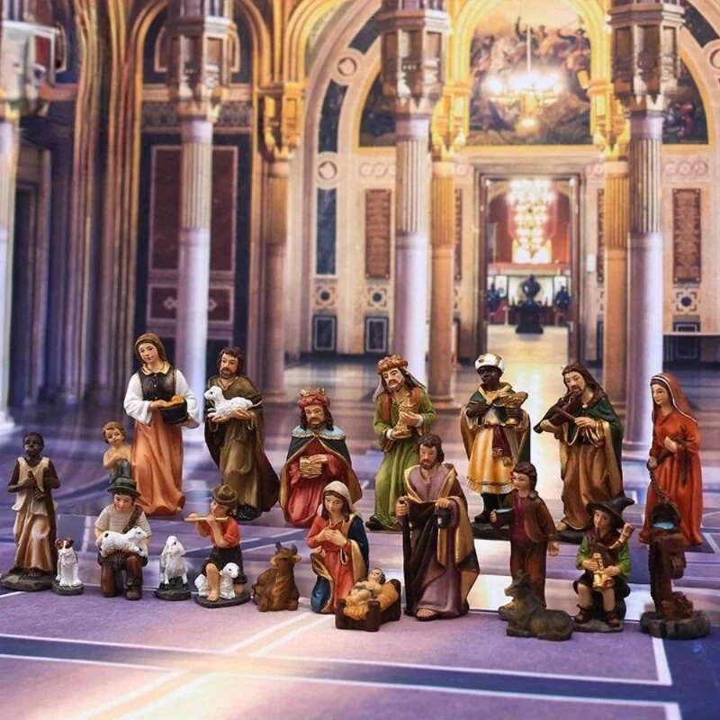 20Pcs/ Set Christ Birth Of Ornament Gifts Nativity Scene Crafts Resin Christmas Manger Decoration Catholic Figurines