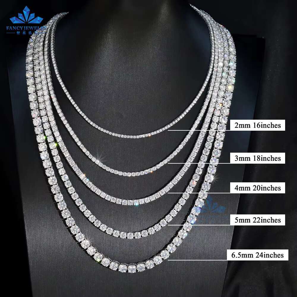 Factory Priced 4mm 5mm 925 Silver Lab Grown VVS Diamond Tennis Bracelet Rhodium HPHT CVD Chain for Weddings Engagements Parties