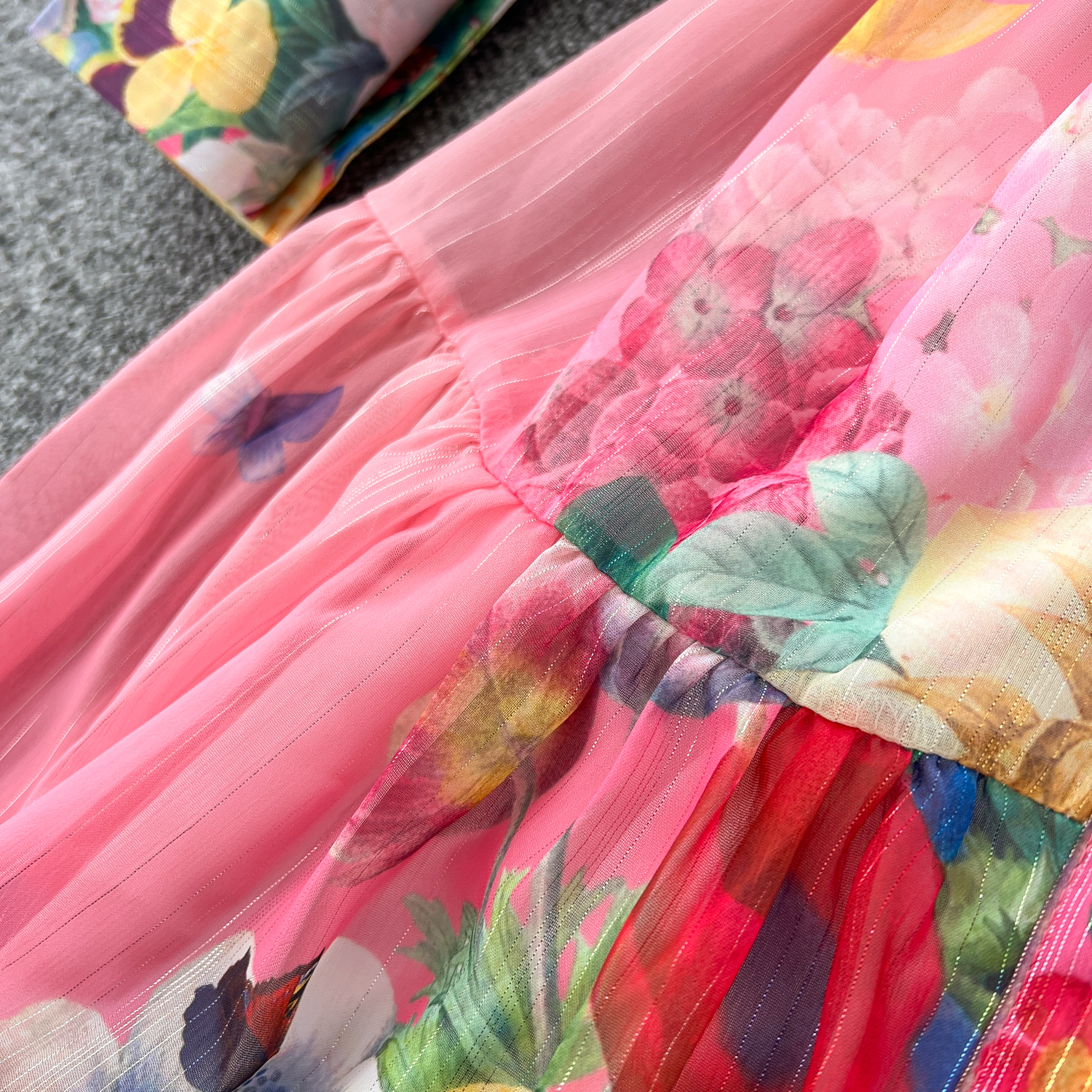Basic Casual Dresses 2025 Summer Bohemian Chiffon Maxi Dress Women's Stand Collar Long Lantern Sleeve Floral Print Belt Lace Up Beach Vestidos