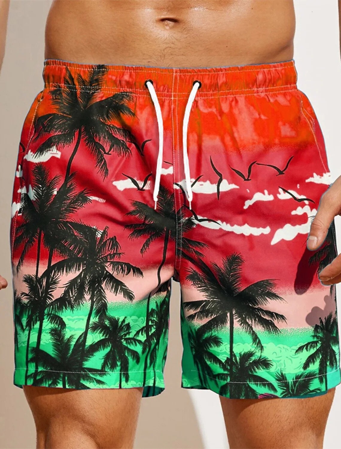 Top quality Brand High Quality New Style Free Delivery Designer Bag 2025 Men's Loose Summer Beach Surfing Pants 3D Printed Cat Trendy Shorts