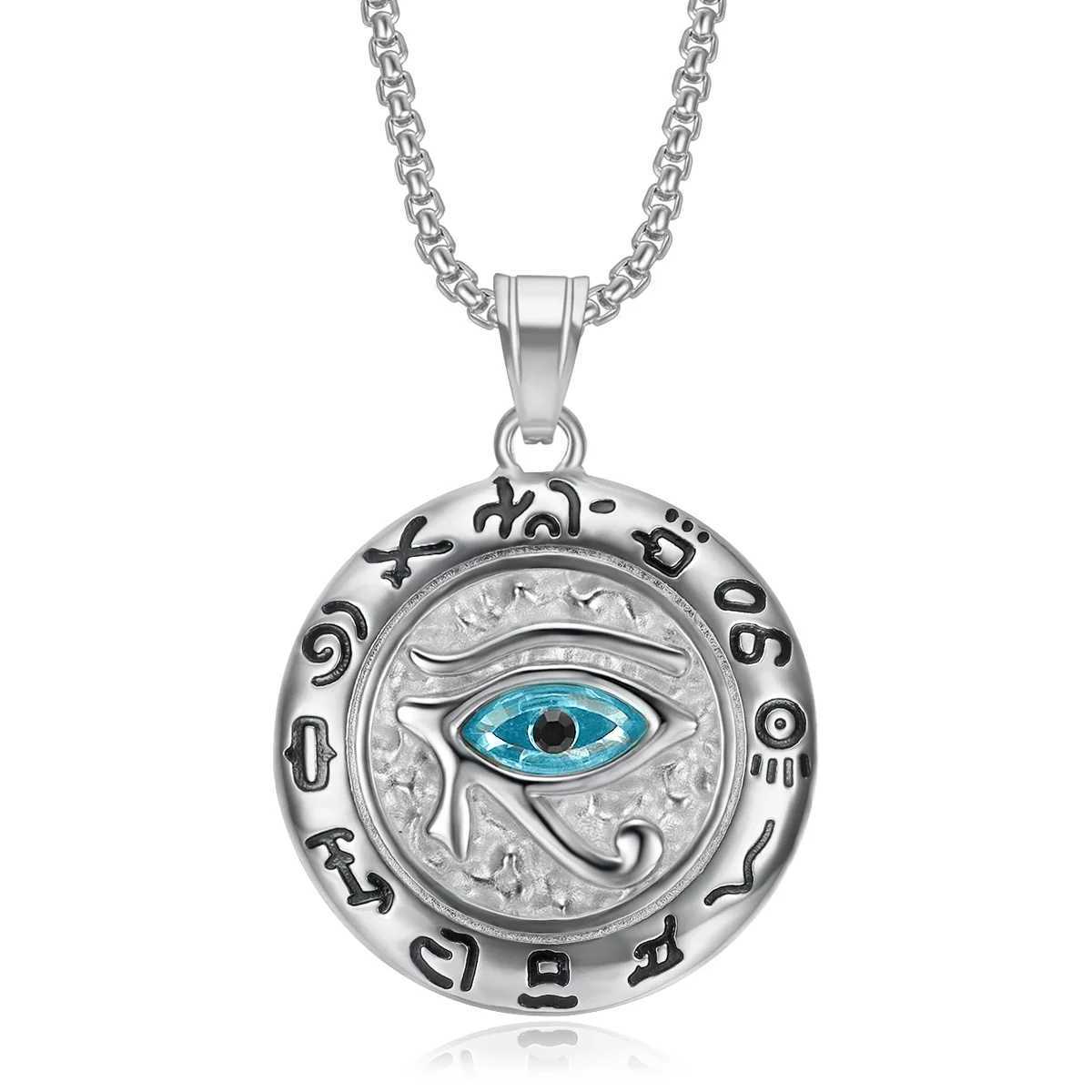 BAECYT Egyptian The Eye Of Horus Pendant Gold Silver Color Stainless Steel Round Necklace For Men Women Ancient Egypt Jewelry Y250329