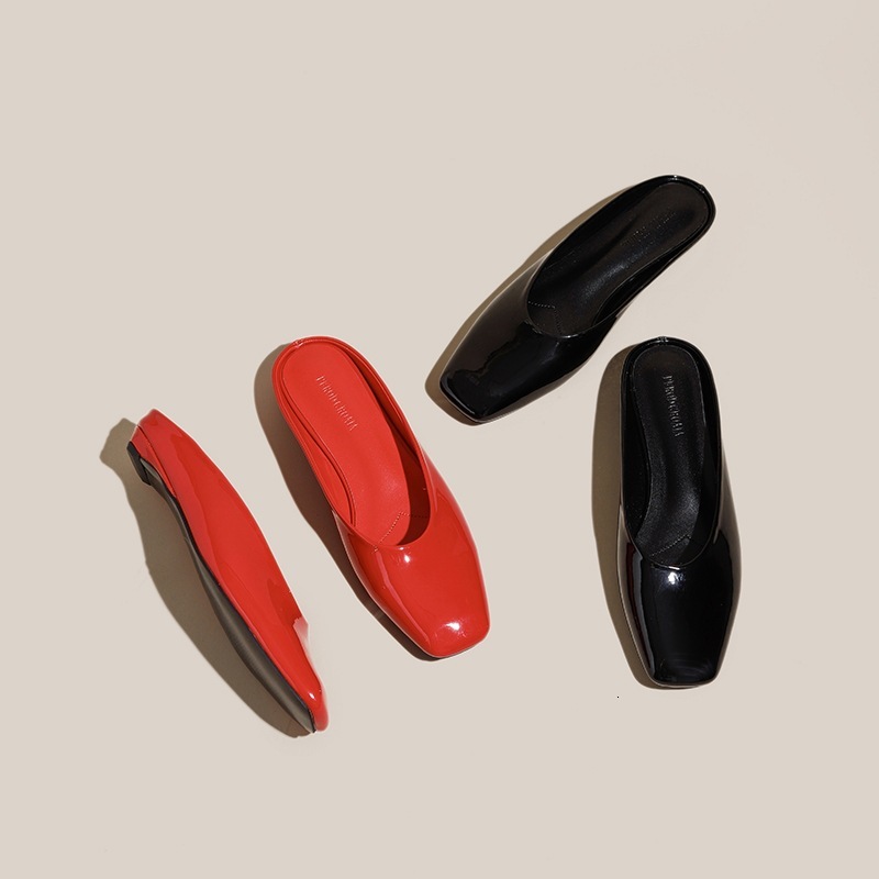 Designer Sandals Sheepskin Square Flat One Foot Slippers Lazy Casual Toe French Half Slippers Women's Summer Beach Sandals