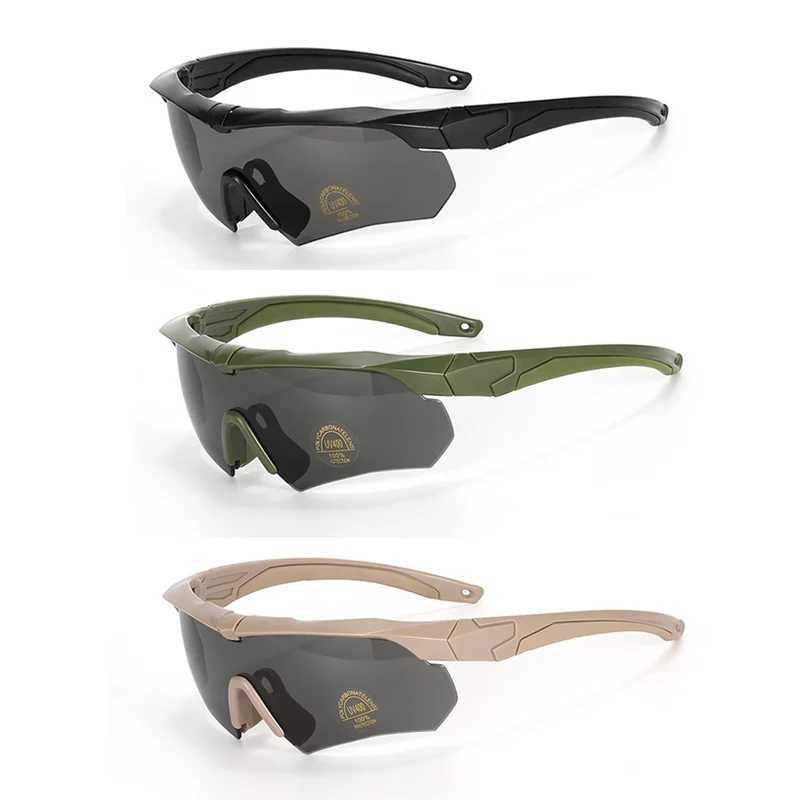 New Polarization Tactical Goggles 3-Lens Set Climbing Glasses Outdoor Sports Windproof and Dustproof Safety GlassesT250329