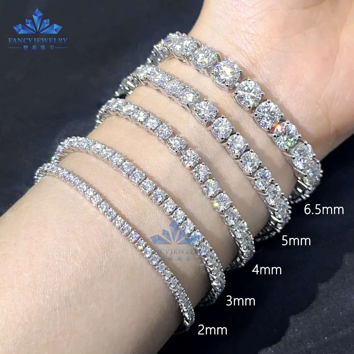 Hot Selling Man Jewelry GRA Certificates 2mm 5mm 6mm Stone VVS Moissanite Diamond Tennis Bracelets for Gift