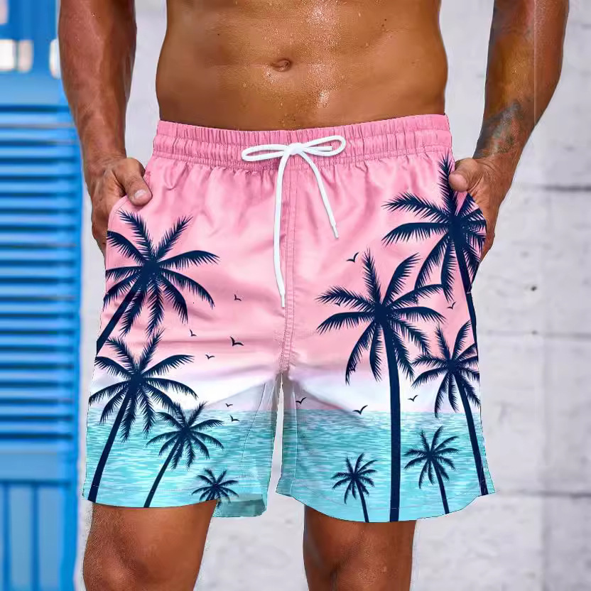 Top quality Brand High Quality New Style Free Delivery Designer Bag 2025 Loose Summer Beach Surfing Pants 3D Printed Smoke Pattern Trendy Men's S