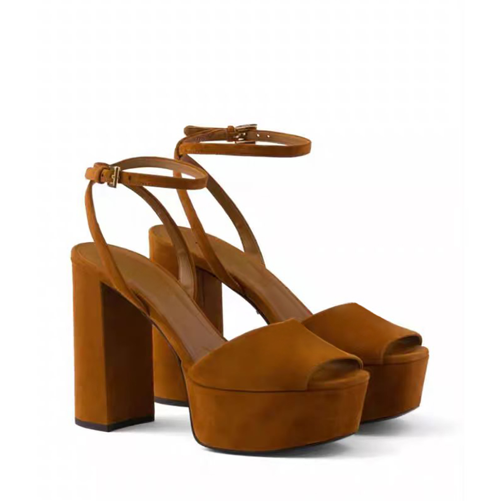 Women's Chunky Heel platform sandals Genuine Leather ankle strap open toe formal shoes Party Evening Shoes Designer high-heeled sandals factory footwear