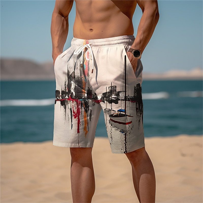 Top quality Brand High Quality New Style Free Delivery Designer Bag 2025 New Summer Breathable Hawaiian Beach Pants 3D Printed Checkered Pattern Men&#
