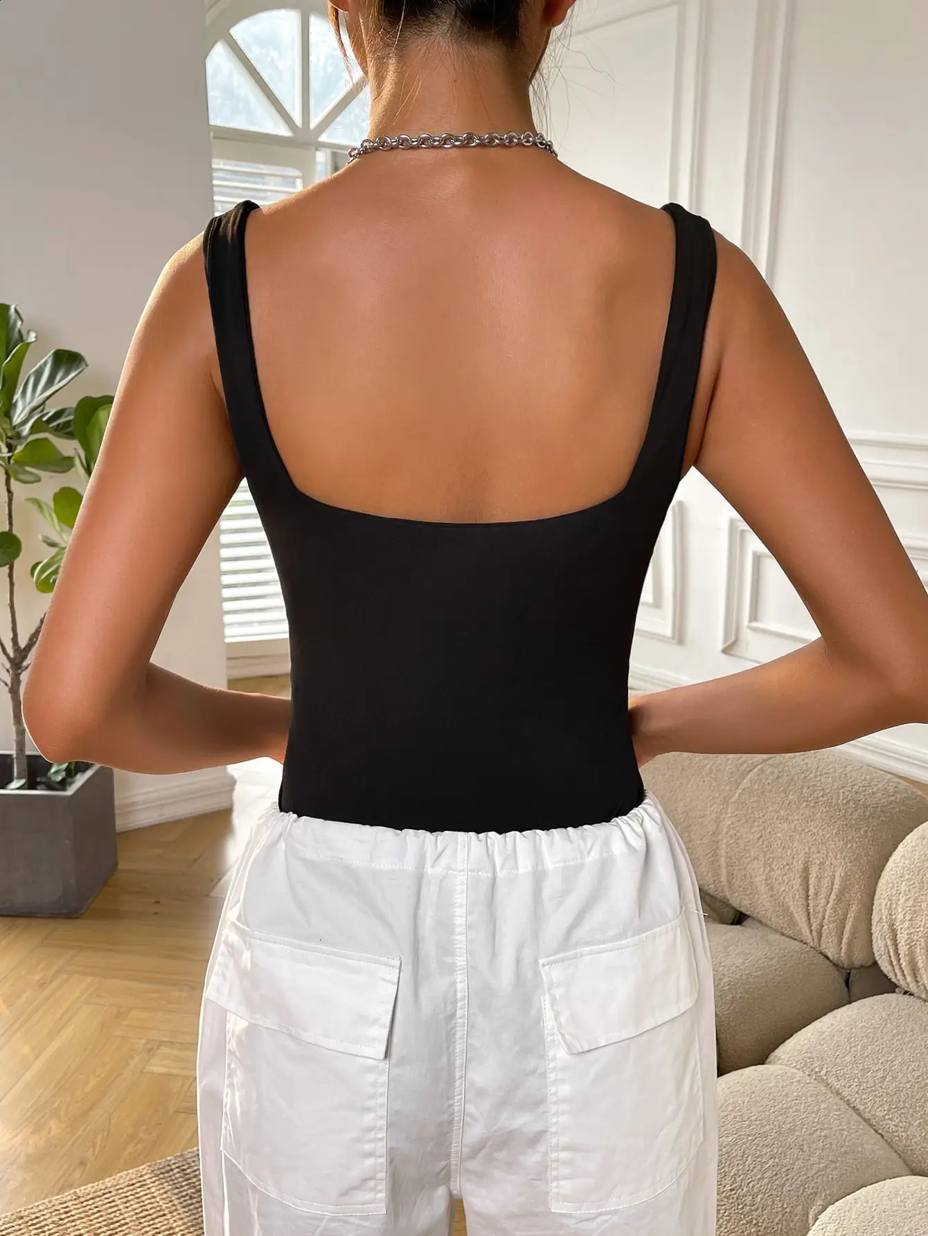Solid color Uneck elastic onepiece pregnant womens abdominal tight corset sexy slim fit seamless vest with suspender top 250324
