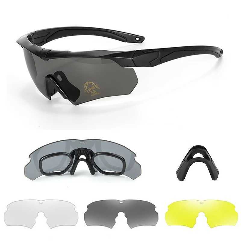New Polarization Tactical Goggles 3-Lens Set Climbing Glasses Outdoor Sports Windproof and Dustproof Safety GlassesT250329