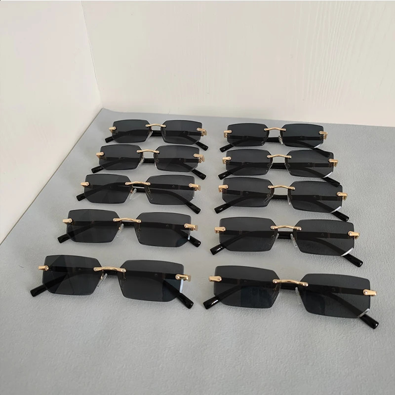 10 pairs/set wholesale womens sunglasses fashionable rectangular frameless outdoor glasses simple casual square sunglasses 250328