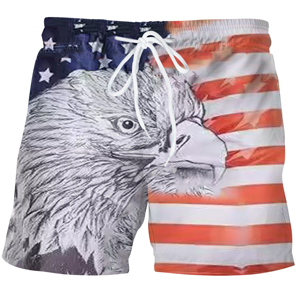 Top quality Brand High Quality New Style Free Delivery Designer Bag WSHI Summer New Men's Beach Pants US Independence Day 3D Digital Printed Shor