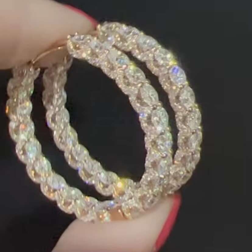 Customized Luxury Earrings Women Moissanite Hoop Vvs1 Moissanite Diamond Hip Hop Earrings