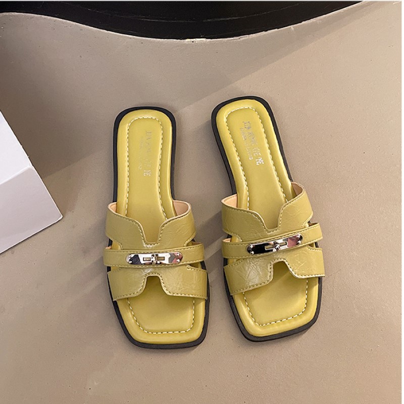 free Shipping Designer Slippers Round headed sandals One word slippers Flat bottomed slippers Female outdoor beach vacation