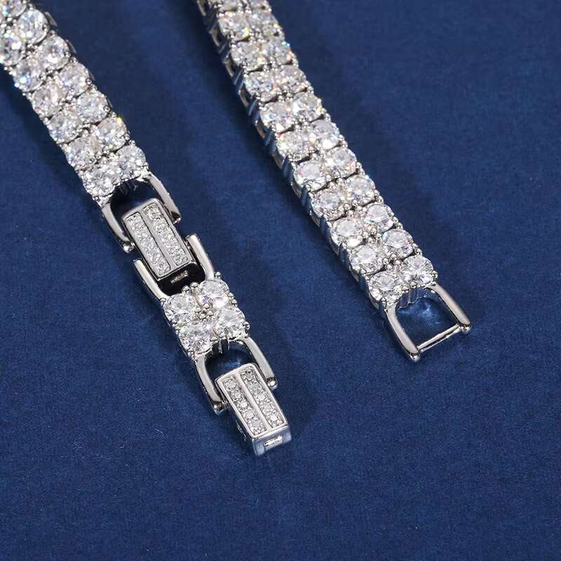 2 Row Vvs Moissanite Party Jewelry 925 Sterling Silver Luxury Glamour Iced Out Jewelry Tennis Bracelet for Gift