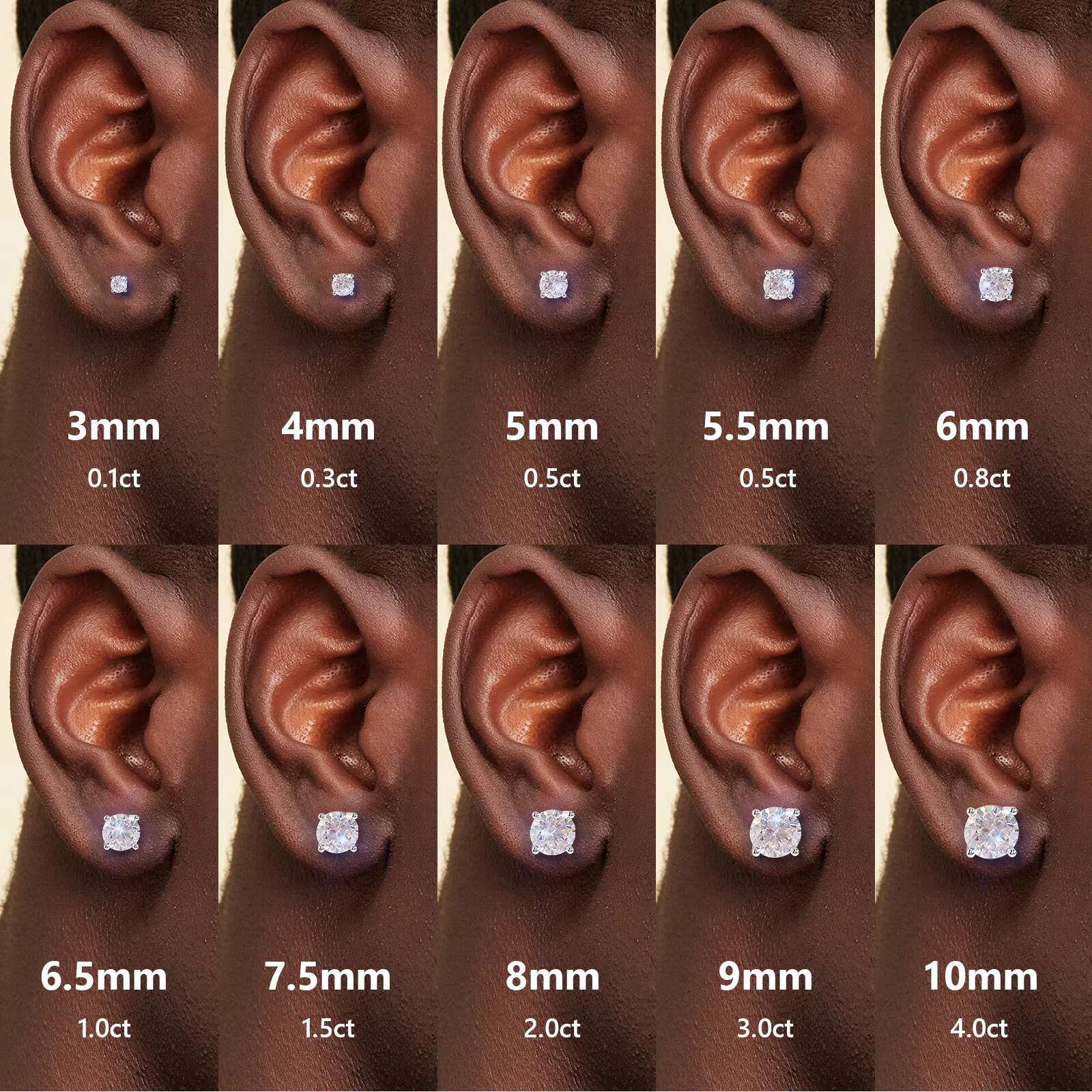 Moissanite Diamond Stud 14K White Gold Plated Solid 925 Sterling Silver Hypoallergenic Women Men D Color VVS Clarity GRA Earring