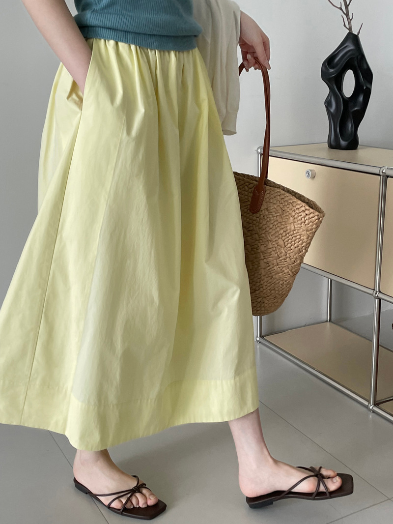 L61190 Miyake high-end exquisite long skirt women's clothing high-grade elastic waist umbrella skirt hides flesh and looks thin