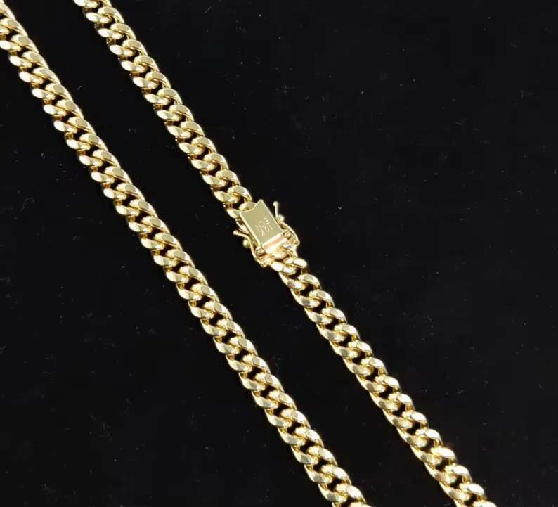 18k Real Gold Miami Cuban Link Chain Necklace 6.8mm Mans and Womens Gold Chain Fashion Jewelry Without Diamond Chain
