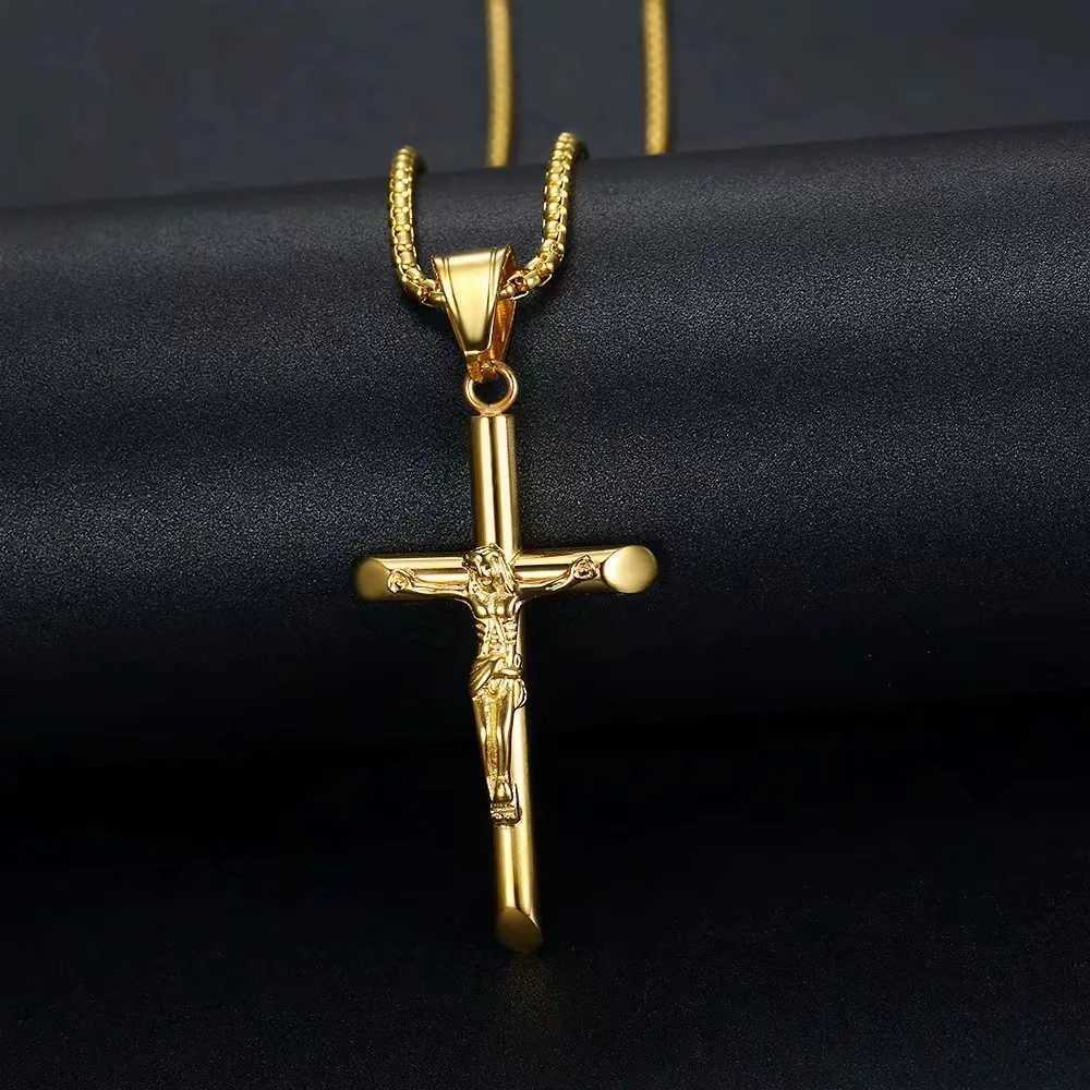 Hot HIPHOP Jewelry Stainless Steel Gilded YS Cross Pendant Necklace Mens Gift Accessories Gifts Y250329