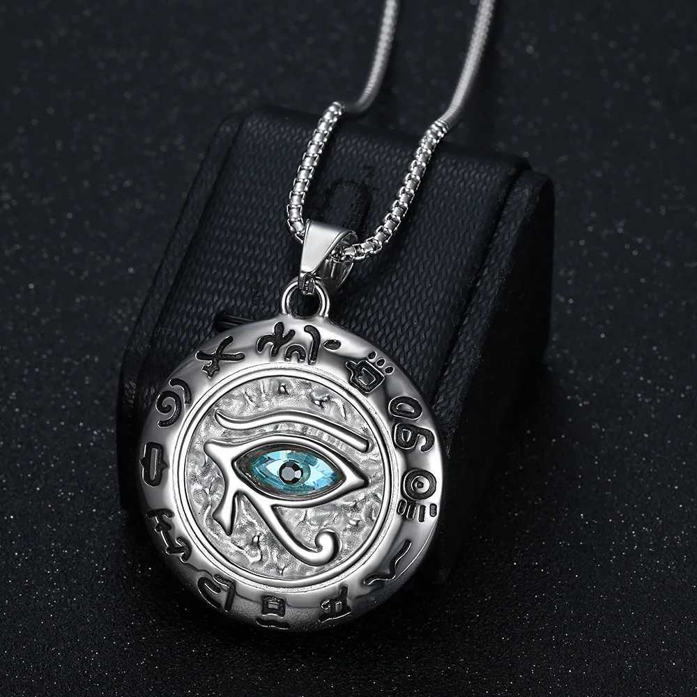 BAECYT Egyptian The Eye Of Horus Pendant Gold Silver Color Stainless Steel Round Necklace For Men Women Ancient Egypt Jewelry Y250329