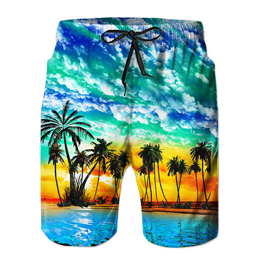Top quality Brand High Quality New Style Free Delivery Designer Bag Straight beach shorts 3D digital print men's Hawaiian camouflage style loose 