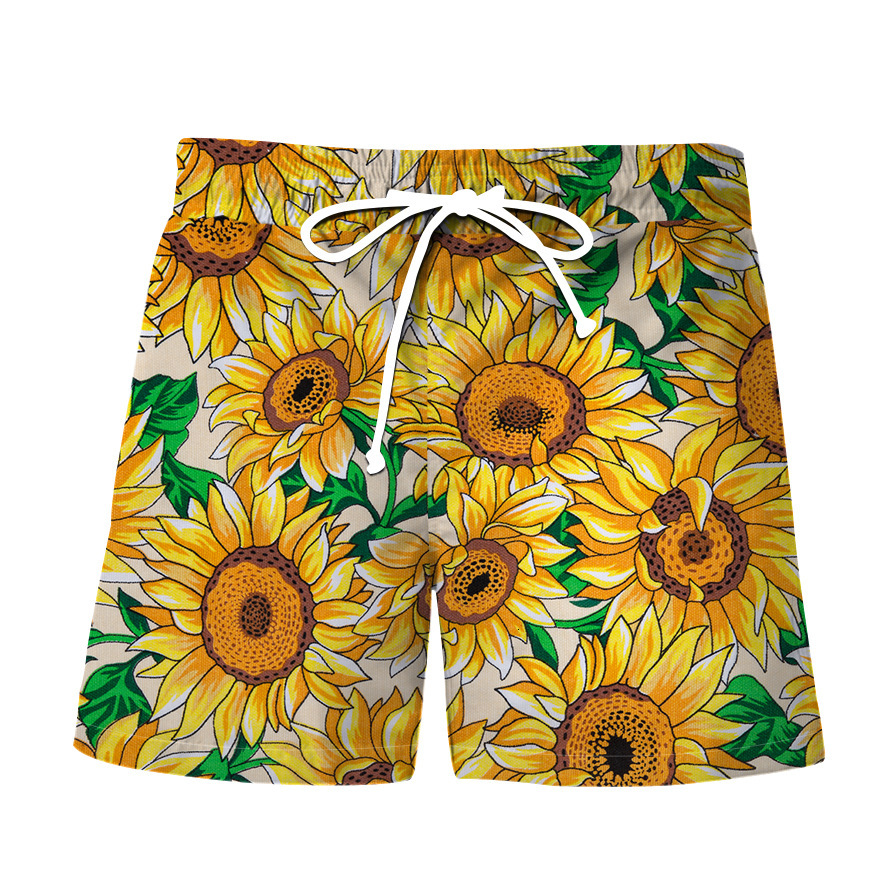 Top quality Brand High Quality New Style Free Delivery Designer Bag Summer digital printed sunflower pattern youth men's casual travel beach pant