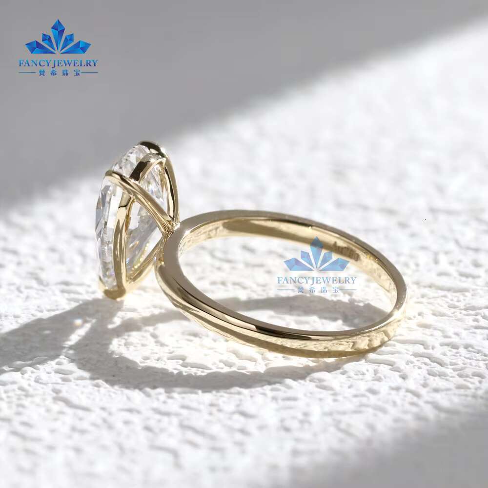 Personality Fine Jewelry Solitaire Diamond Rings 14K 18K Gold Lab Grown Pear Shape Ring of Wedding Engagement