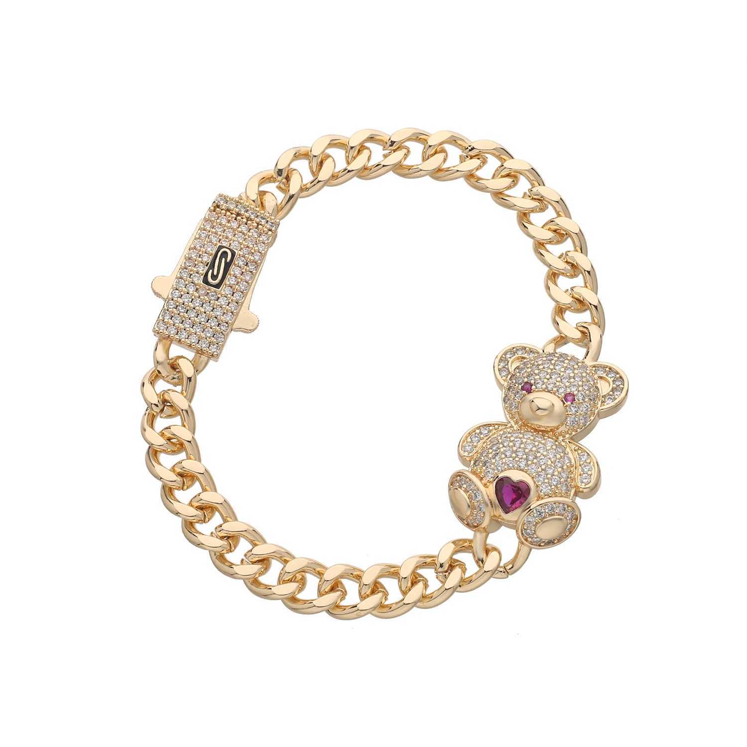 Original and Cute Teddy Bear Womens Bracelet CZ Crystal Animal Bracelet Engagement Party Gift Wholesale Daily Necessities Z250329