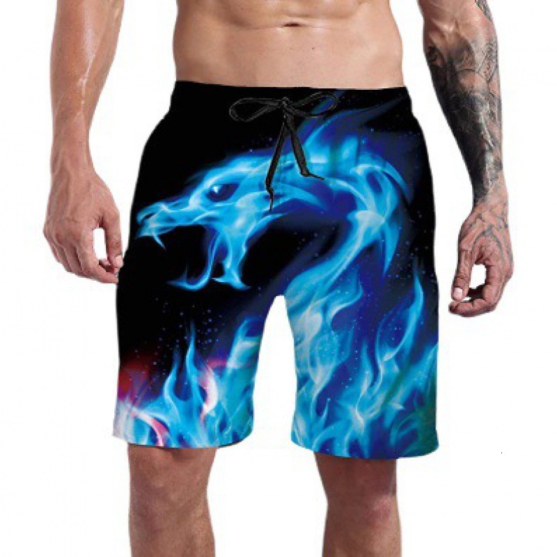 Top quality Brand High Quality New Style Free Delivery Designer Bag New Flame 3D Digital Printing Casual Fashion Beach Pants Shorts for Men