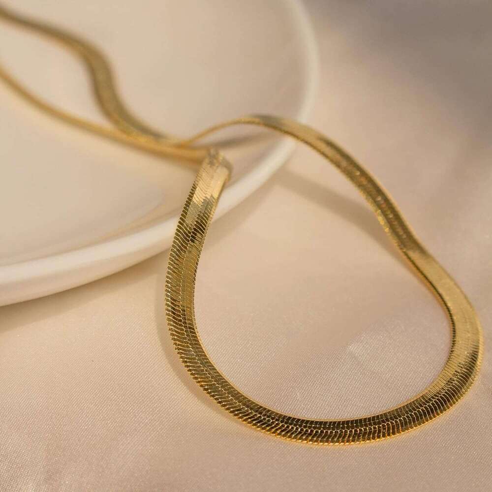Gold Women-14K Plated sterg sier Snake Chain Dainty Simple Chunky Herringbone Necklace Choker Necklaces Jewelry for Women