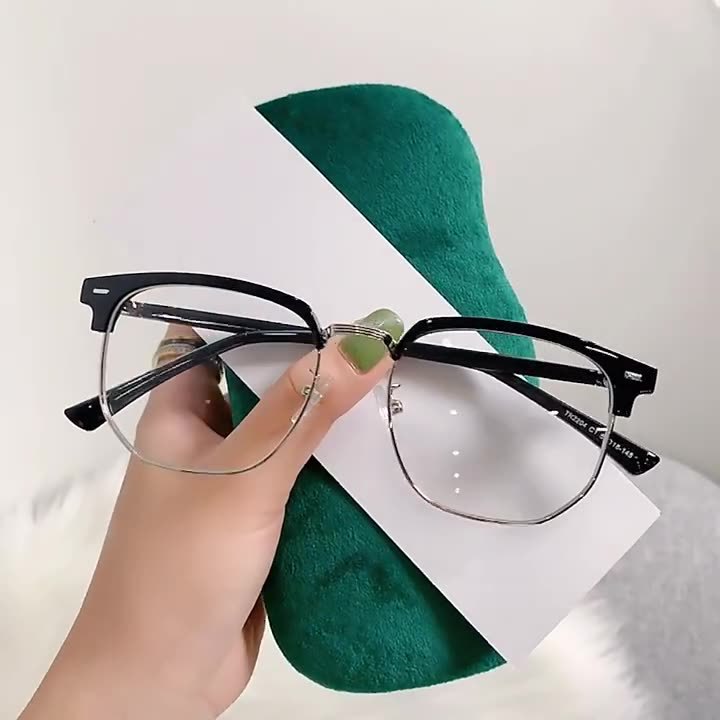Retro eyebrow models can be fitted with myopia glasses frame men's business half-rim anti-blue light glasses frame plain myopia glasses female
