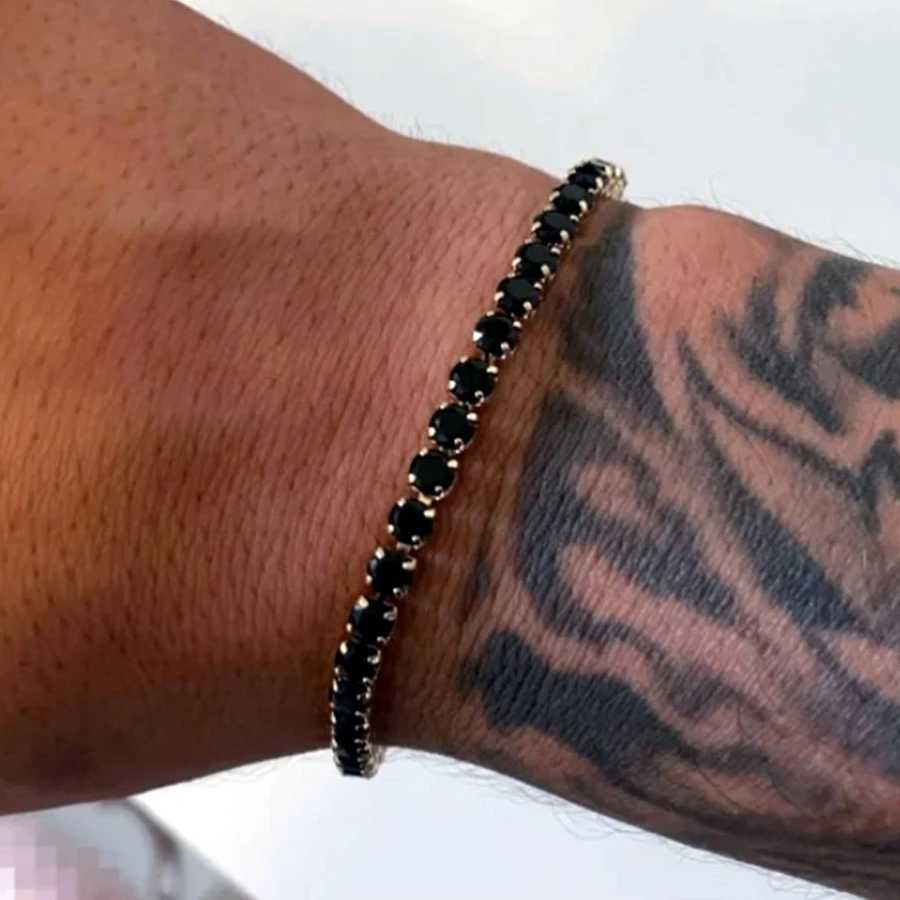 Classic Punk Stainless Steel Link Chain Charm Bracelet Men Gold Black Silver Color Zircon Tennis Bracelet For Women Jewelry Gift Z250329