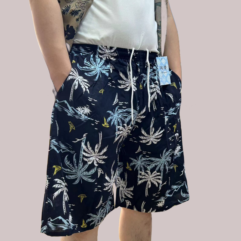 New Style Free Delivery Designer Bag Hawaiian Style Thin Cotton Silk Large With Printed Coconut Tree Beach Pants Vacation Sports, Quick Drying Loose S