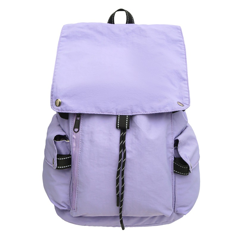 Free shipping solid color school bag female junior high school students light backpack college students leisure backpack