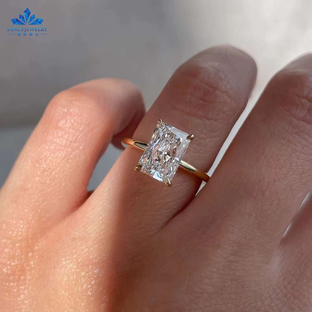2CT Radiant Colorless Moissanite Rings Women Engagement Anniversary Gift 14K White Gold Moissanite Wedding Promise Ring