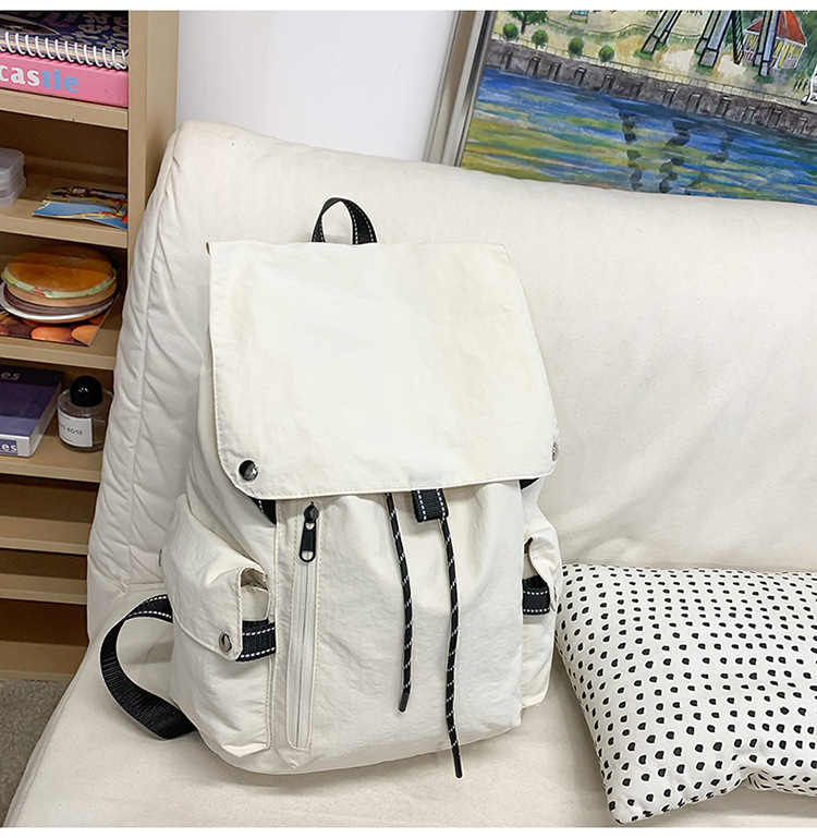 hot solid color school bag female junior high school students light backpack college students leisure backpack 2025