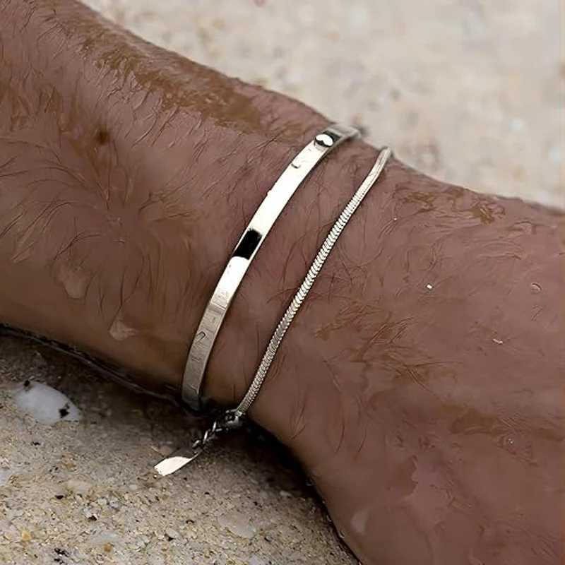 Stackable Bracelets for Men 925 Sterling Silver/14K Gold Plated Bracelet Sets Dainty Cuff Bangle Box Cuban Link Bracelets Z250329