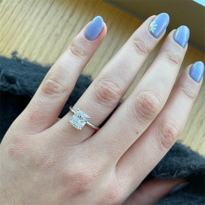 Jewelry 2.0 Carat Cushion IGI Certificate Lab Grown Diamond Engagement Solitaire Ring For Women 18K White Solid Real Gold Ring