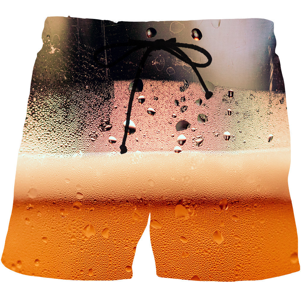 Top quality Brand High Quality New Style Free Delivery Designer Bag New beer 3D men's beach with printed side pockets for casual sports shorts
